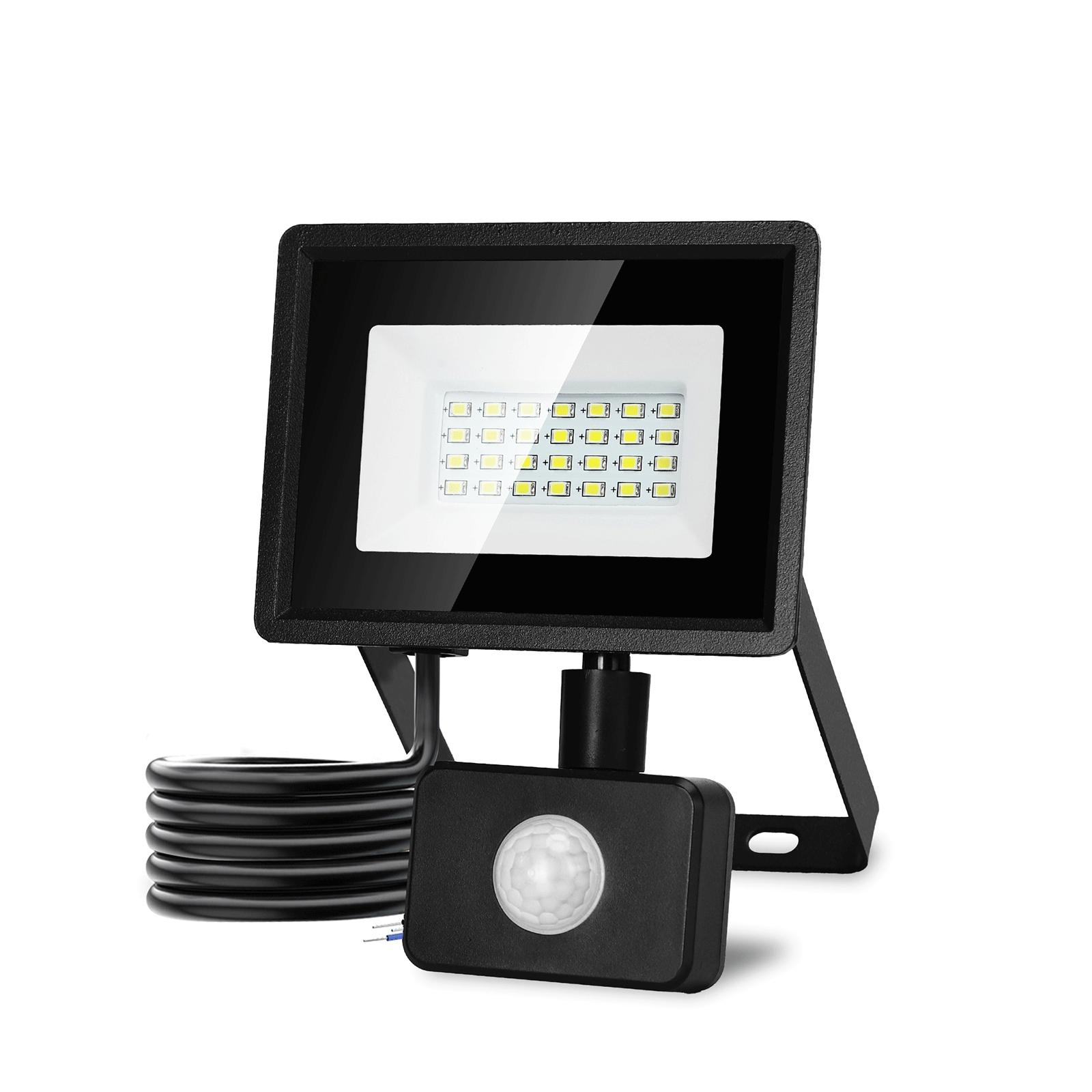 LED Motion Sensor Floodlight Black 20W (Die-casting)