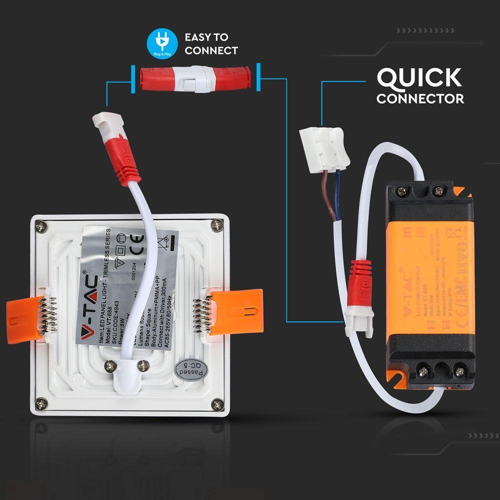 VT-888 8W LED SLIM PANEL 6400K SQUARE