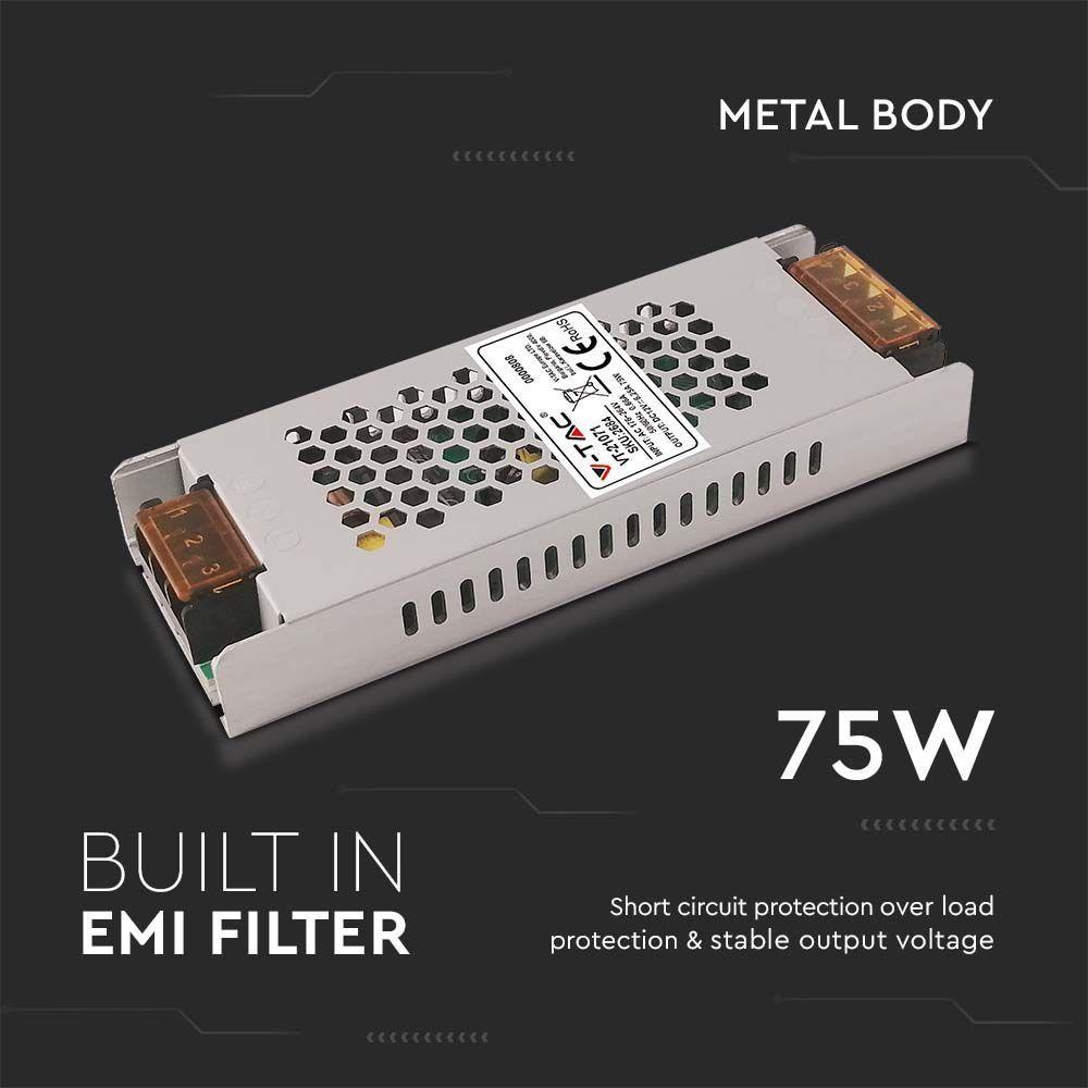 VT-21071 75W LED SLIM POWER SUPPLY 12V 6.25A IP20