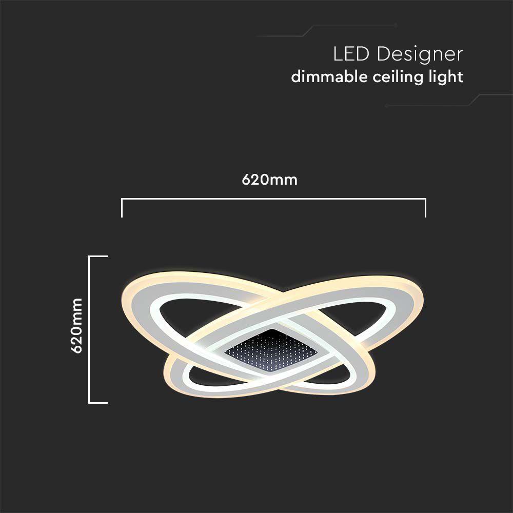 100W Dekoracyjna lampa sufitowa LED (50*50*9CM), Barwa: 3000K+6000K, Ściemniana, Obudowa: Czarna    , VTAC, SKU 15360