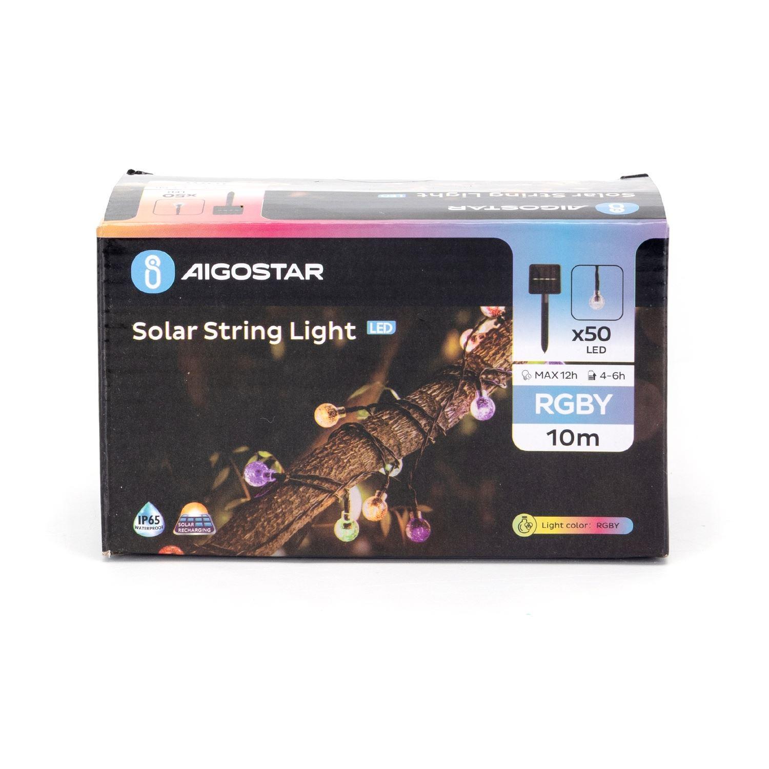 Łańcuch świetlny solarny (RGBY, 12m, RGBY) AIGOSTAR