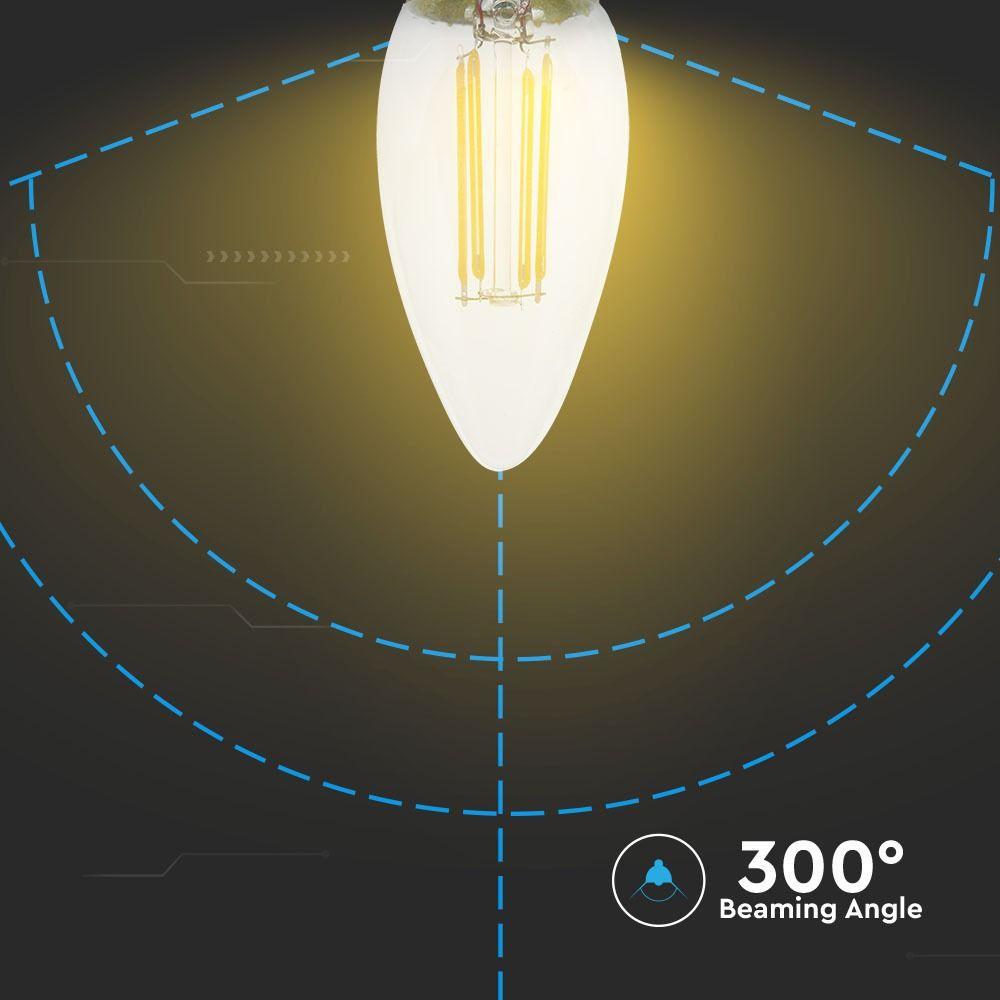 4W C35 Żarówka LED Filament, Klosz Transparentny, Chip SAMSUNG, Barwa:3000K, Trzonek:B22, VTAC, SKU 105