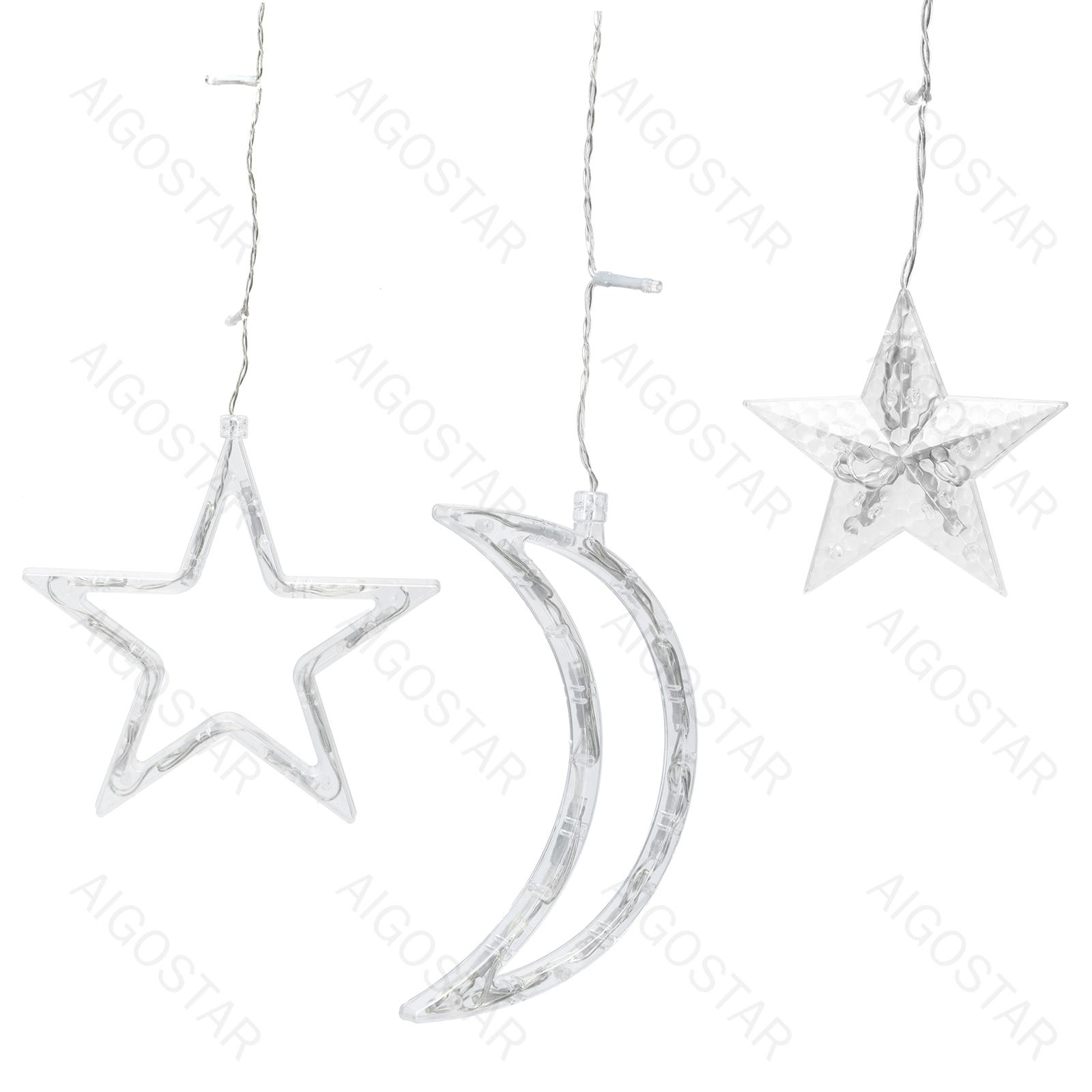 Low voltage connectable string lights, stars and moons (wave), warm white, 3m+3m*0.6m, 12strips