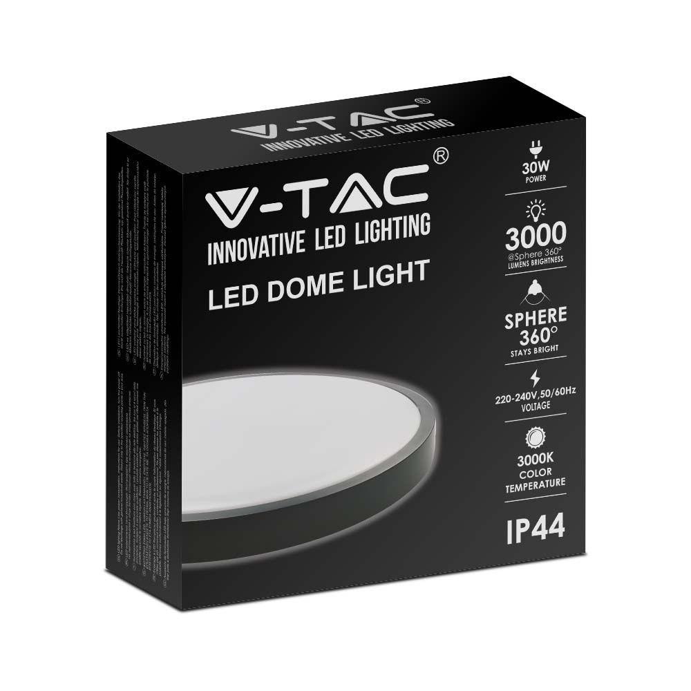 VT-8630 30W LED DOME LIGHT 4000K ROUND BLACK FRAME IP44