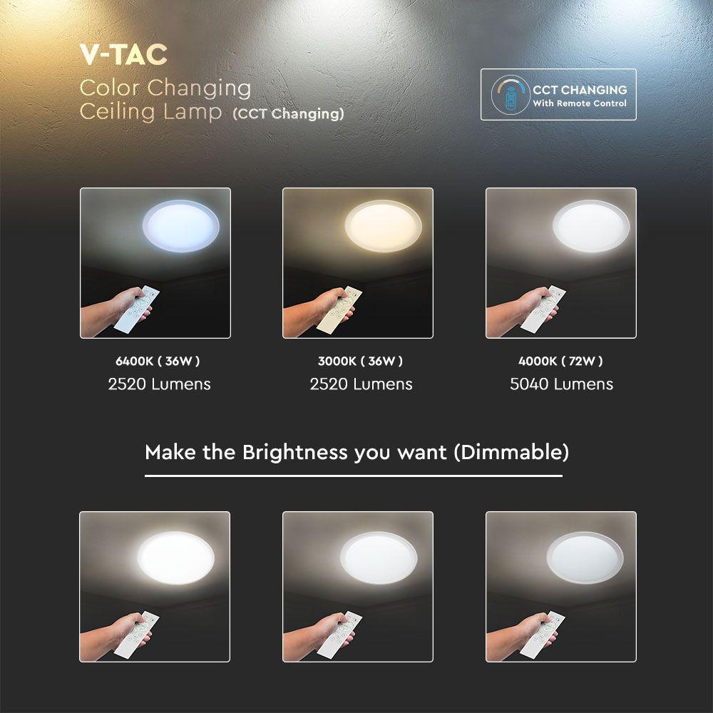 VT-8472 LED 36W/72W/36W DESIGNER DOMELIGHT CCT WITH REMOTE DIMMABLE STAR COVER