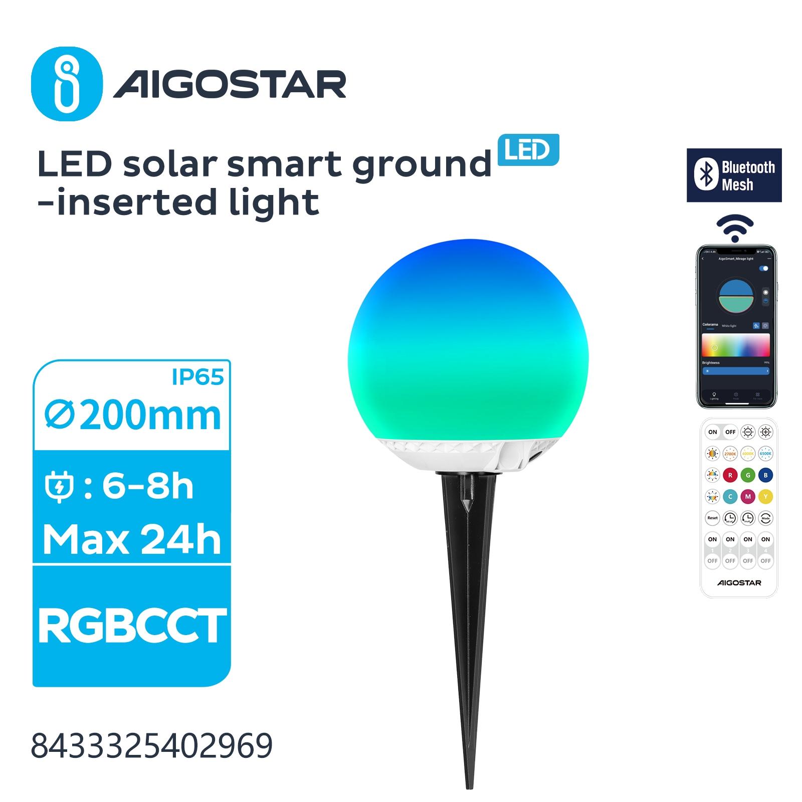 LED SOLAR SMART UNDERGROUND /BLUE TOOTH MESH/SPLIT/20W/RGBCCT/IP65/S∅200MM/COLORED BALL