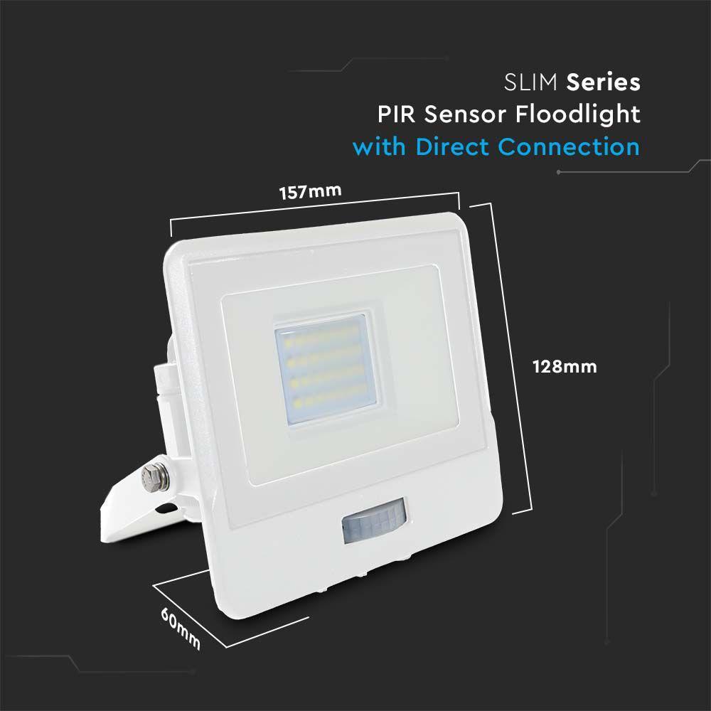 VT-128S 20W PIR SENSOR FLOODLIGHT SAMSUNG CHIP 6500K WHITE BODY