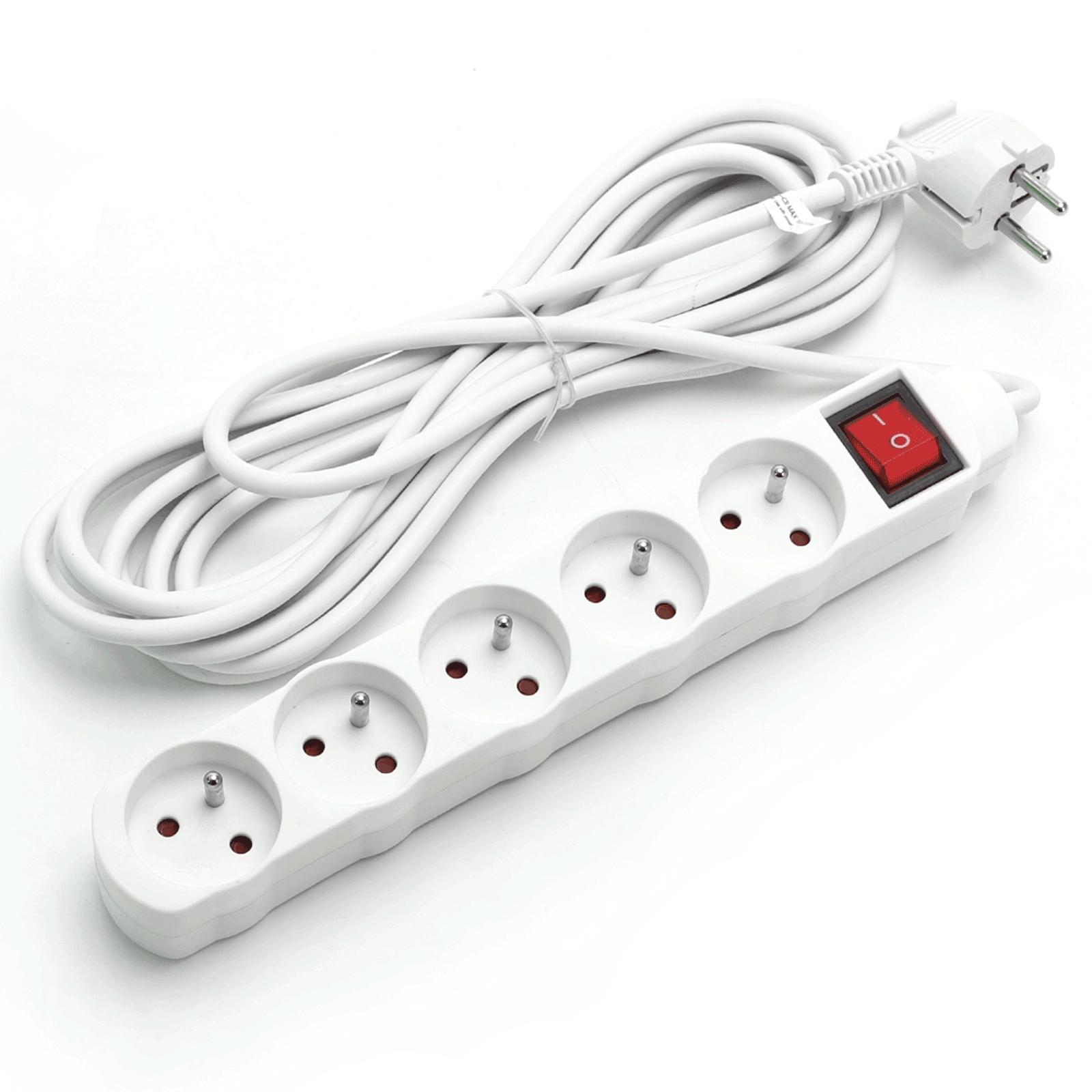 Power strips 5-way 5m H05VV-F 3G1.0m㎡ White