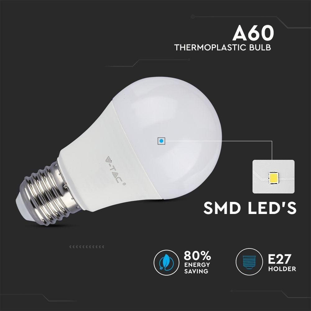 VT-1900 9W A60 LED PLASTIC BULB 2700K E27 3PCS/PACK