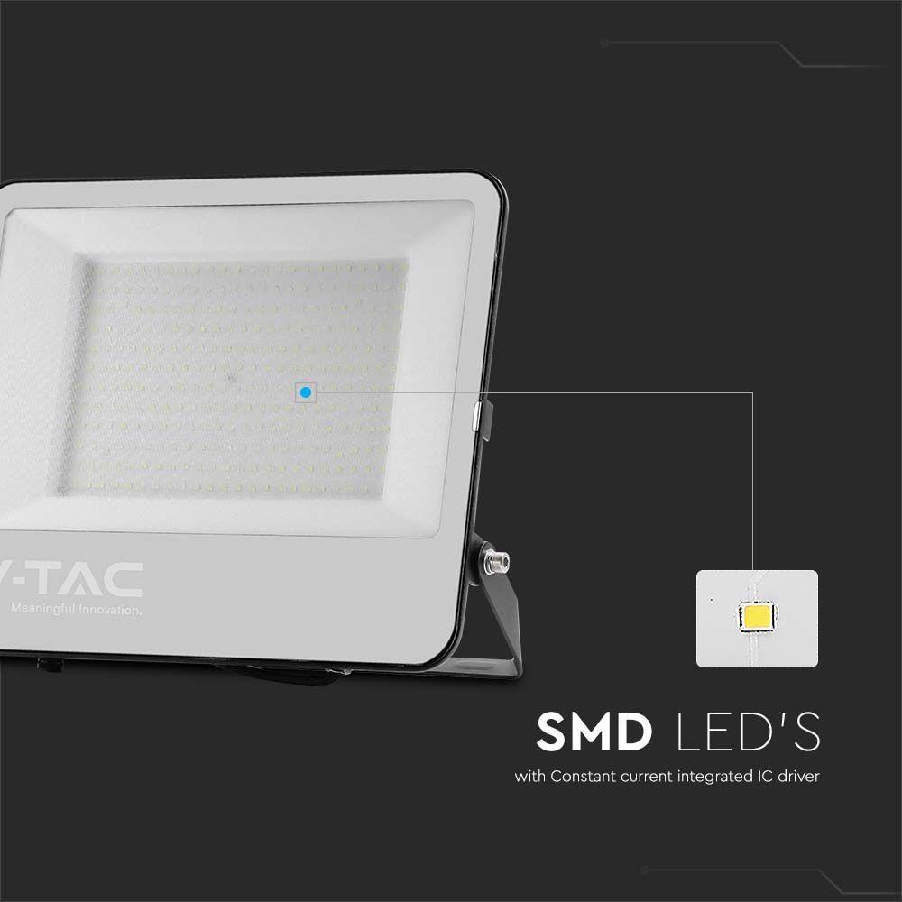 VT-44205 200W LED FLOODLIGHT 4000K BLACK BODY GREY GLASS 185LM/W