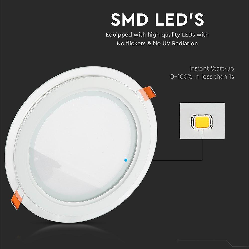 VT-602G 6W GLASS LED PANELS 4000K ROUND