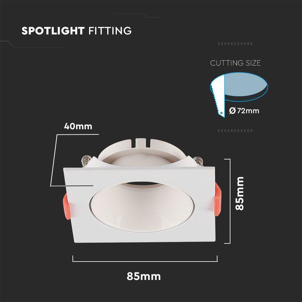 VT-932 GU10 FITTING SQUARE WHITE FRAME+WHITE REFLECTOR