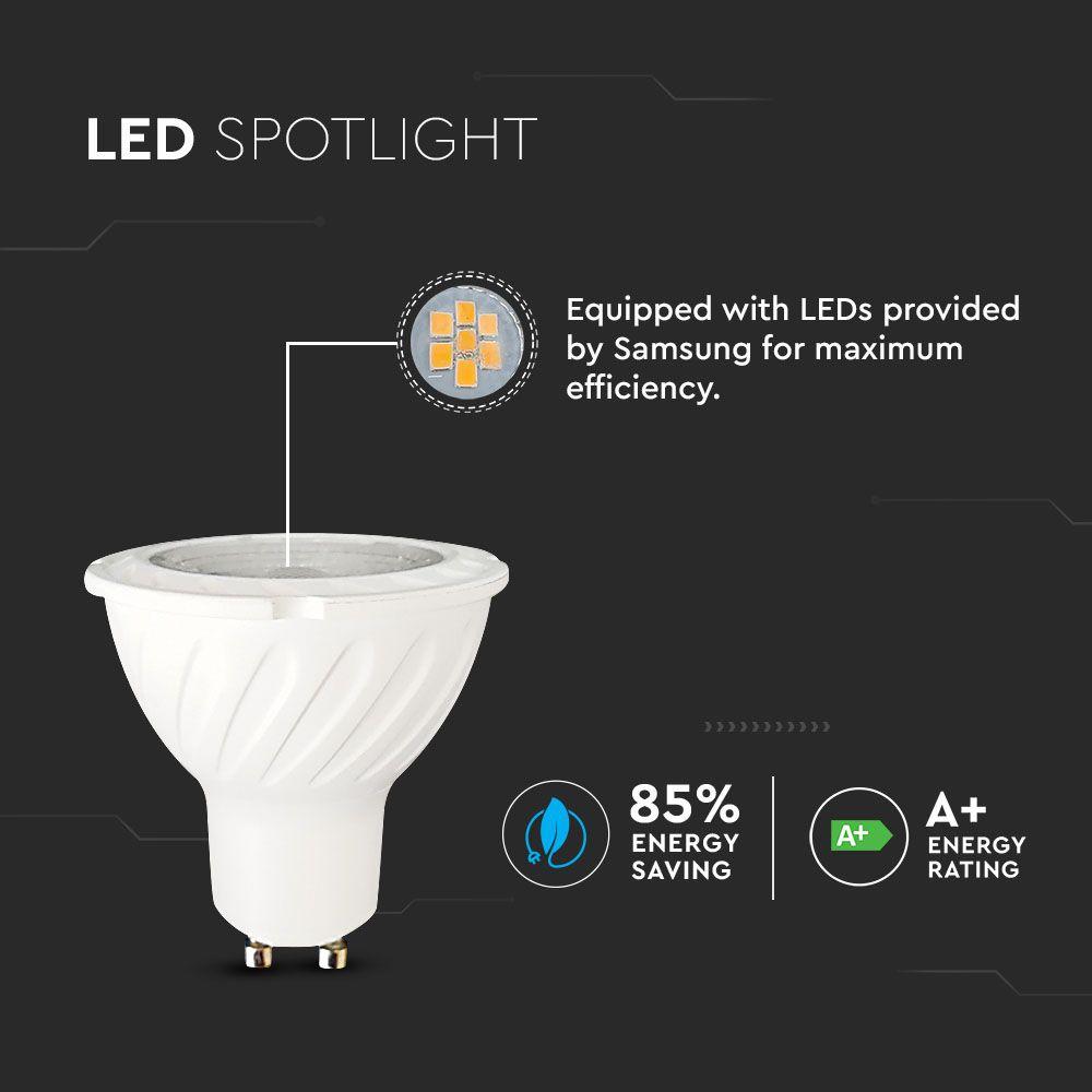 7W GU10 Żarówka LED, Chip SAMSUNG, Barwa:4000K, Trzonek:GU10, VTAC, SKU 166