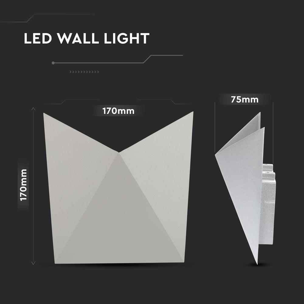 5W Lampa ścienna LED, Barwa:3000K, Obudowa: Szara, VTAC, SKU 218284