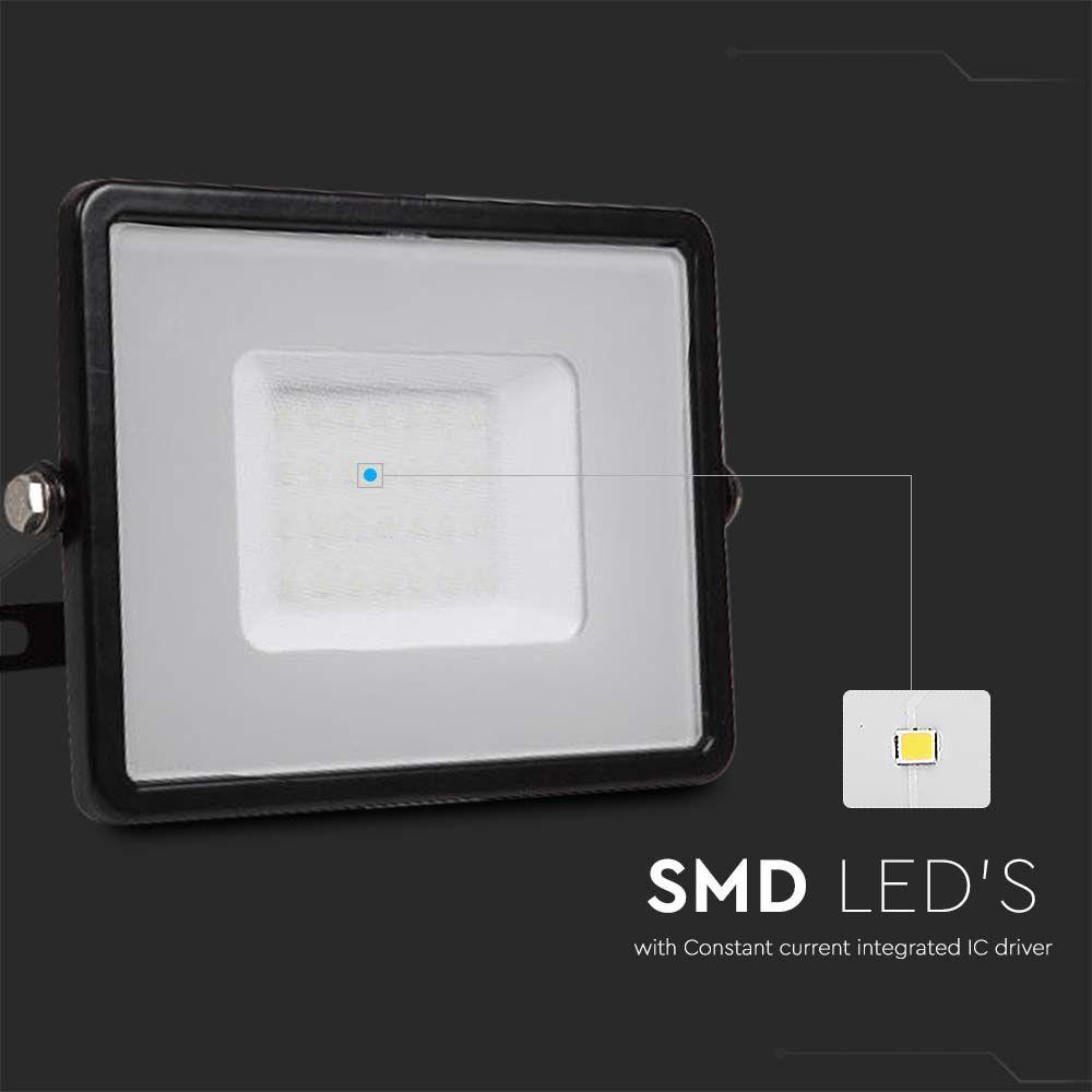 VT-30-1 30W SMD FLOODLIGHT SAMSUNG CHIP&CABLE 1M 4000K BLACK BODY GREY GLASS