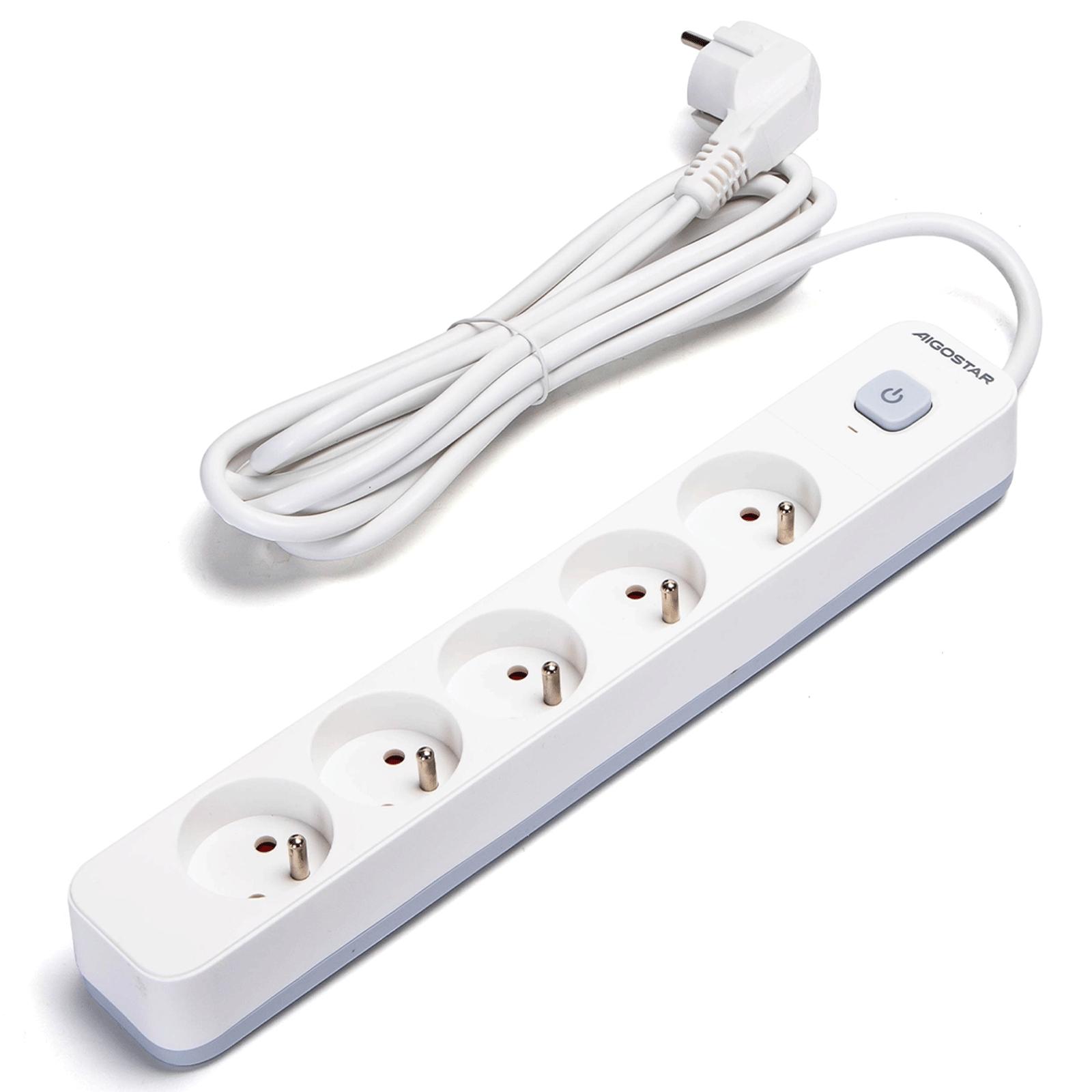 Power strips 5-way 3m H05VV-F 3G1.0m㎡ White and Gray