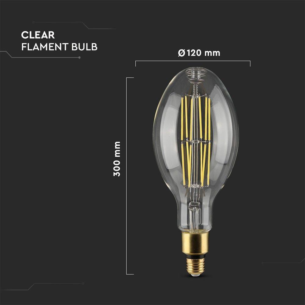 24W LED ED120 Żarówka LED Filament, Klosz Transparentny, Barwa:6400K, Skuteczność: 160lm/W, Trzonek:E27 , VTAC, SKU 2817