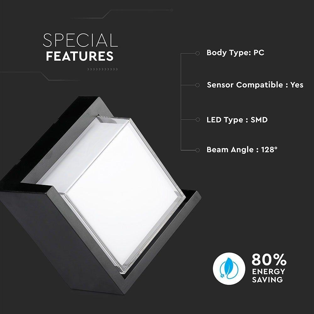 VT-827 12W LED WALL LIGHT 4000K,BLACK -SQUARE