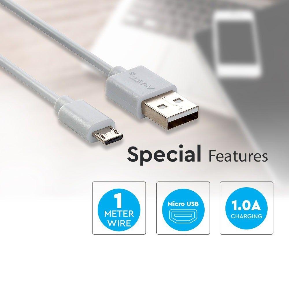 VT-5301 1M MICRO USB CABLE-WHITE(PEARL SERIES)