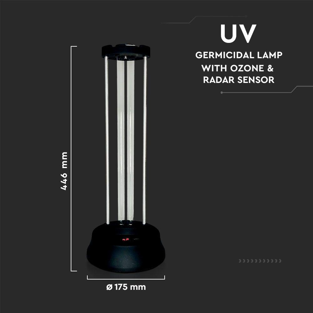 38W Lampa UVC z czujnikiem ruchu, Wtyczka: EU, VTAC, SKU 11208