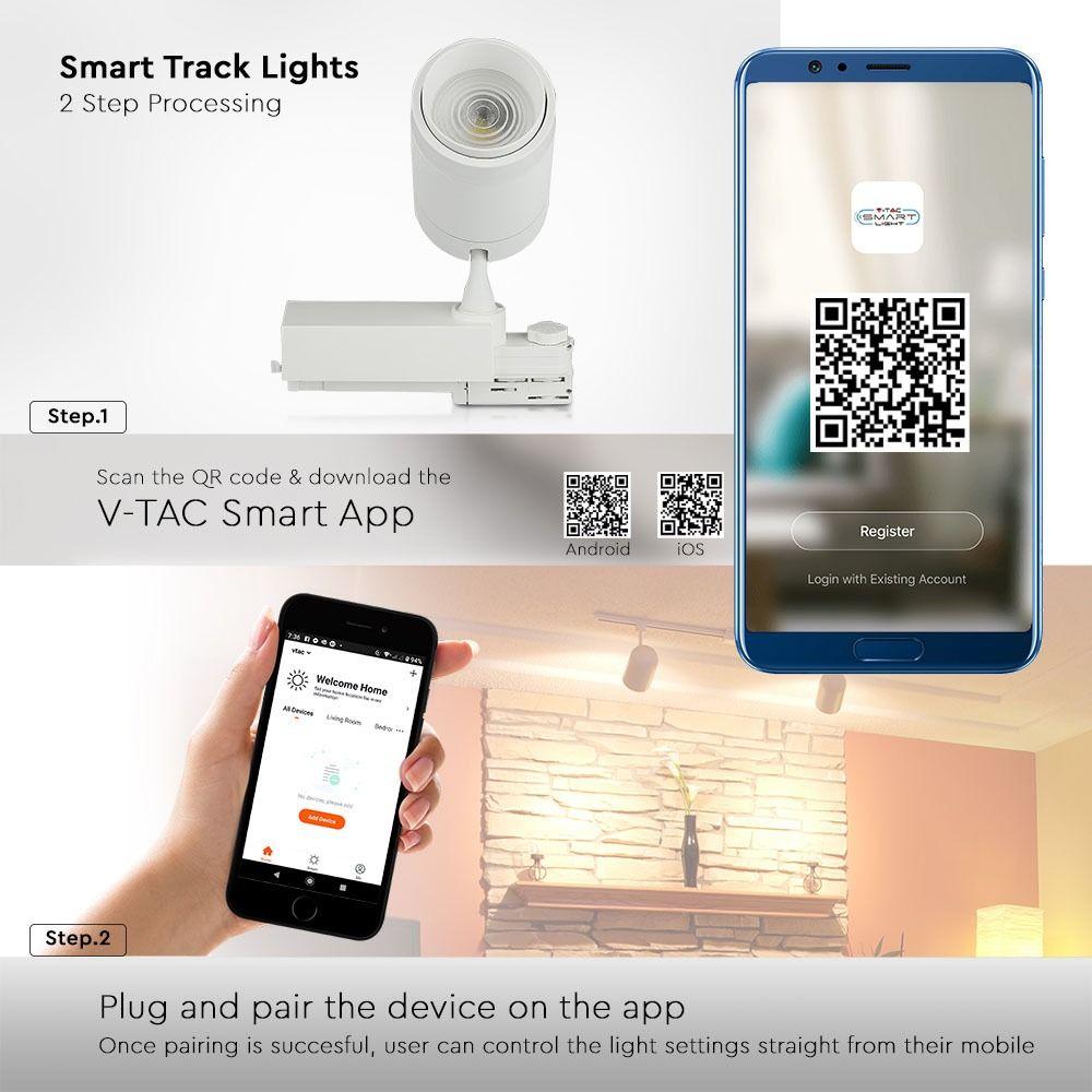 VT-7735 35W SMART LED TRACKLIGHT (DIMMABLE VIA APP) CCT(3IN1)-WHITE BODY