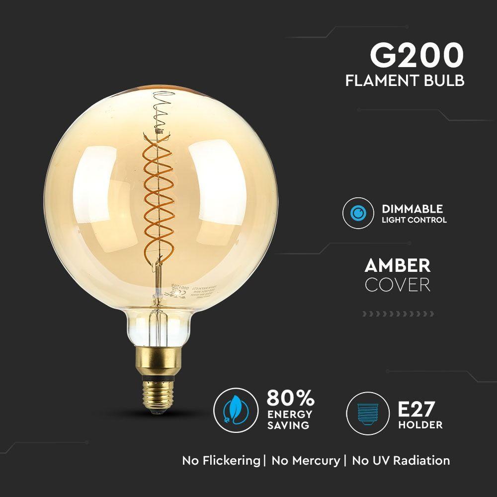 VT-2158D 8W G200 LED FILAMENT BULB WITH 2000K E27 DIMMABLE