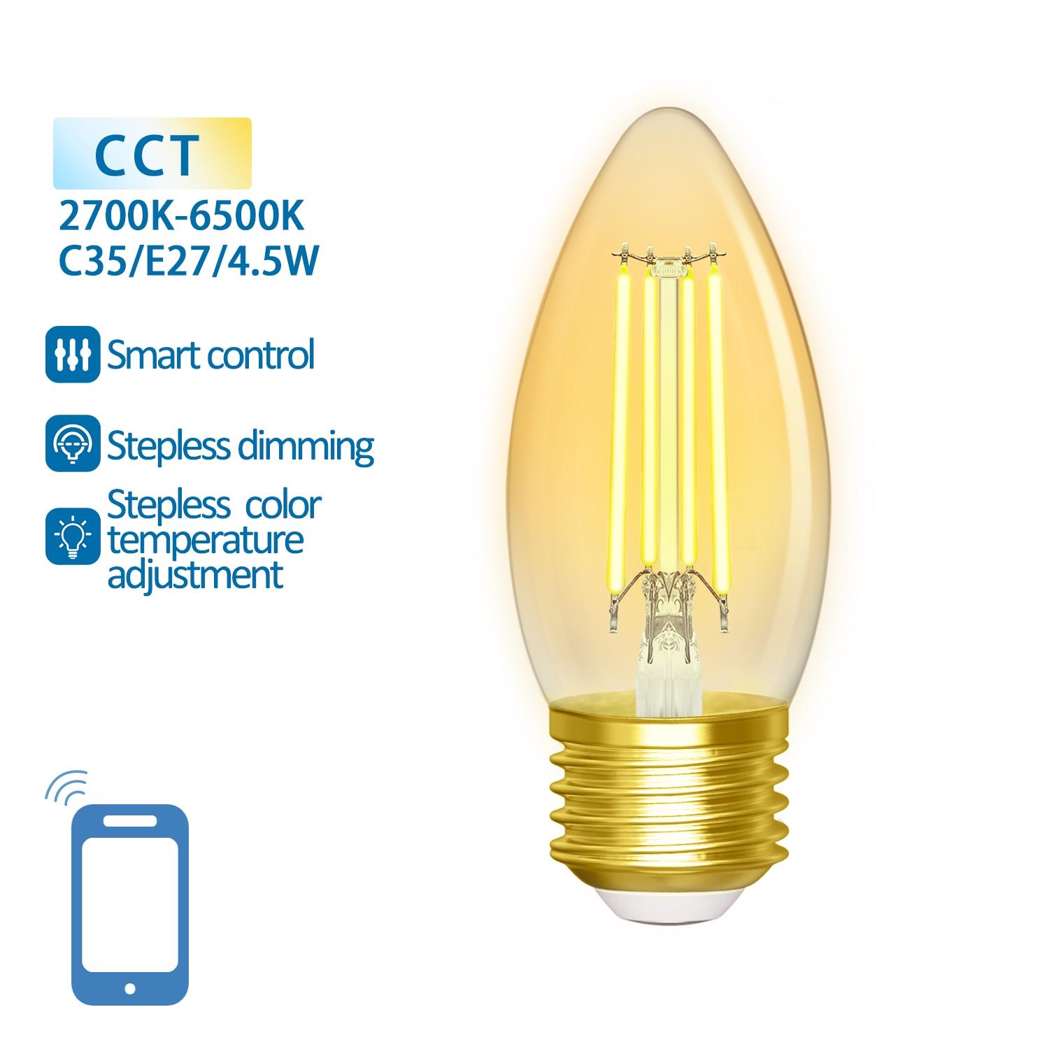 WIFI network configuration and bluetooth assisted E27 C35 4.5W