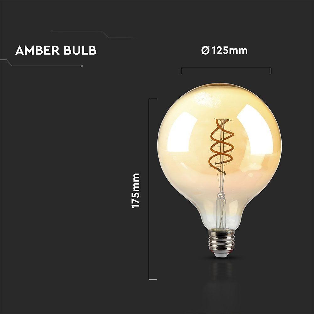 VT-2126 6W G125 LED DOUBLE SPIRAL FILAMENT BULB AMBER GLASS 2200K E27