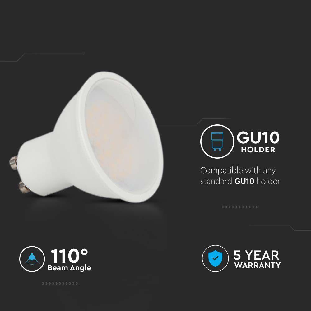 4,5W GU10 Żarówka LED, Chip SAMSUNG, Barwa:3000K, Kąt 110', Trzonek:GU10, VTAC, SKU 21201