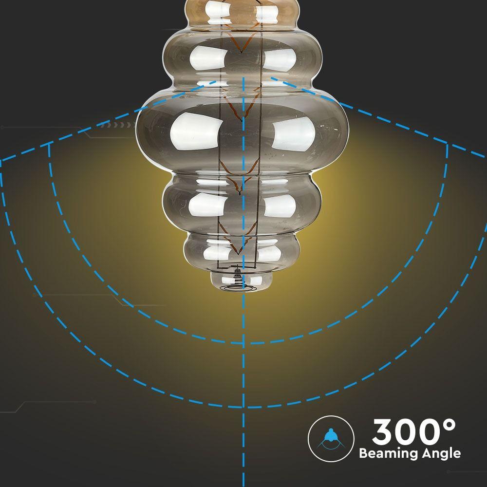 8W Żarówka dekoracyjna LED S180, Klosz: Szary, Barwa:2200K, Ściemniana, Trzonek:E27, VTAC, SKU 45671