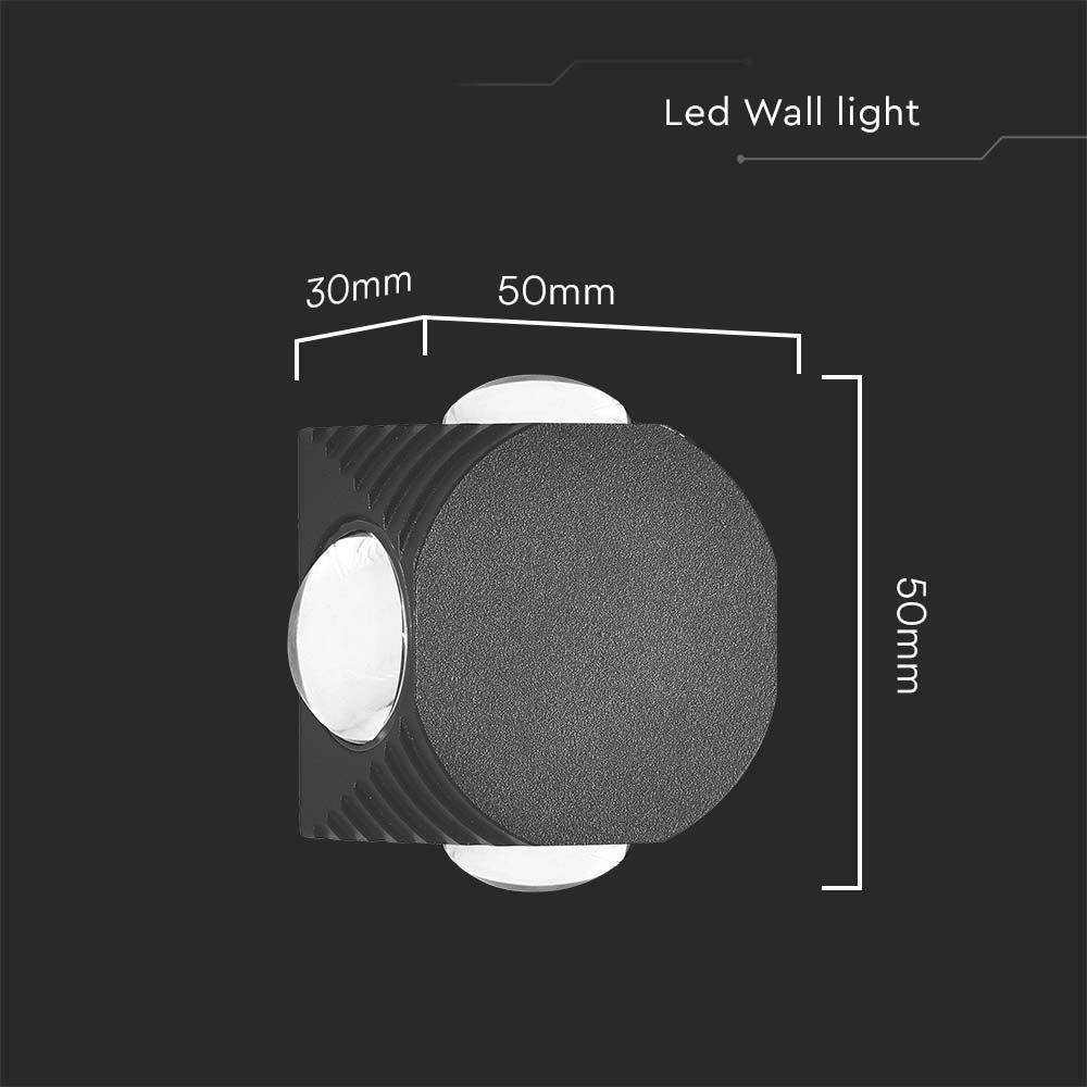 4W Oprawa COB Downlight LED, Barwa: 4000K, Obudowa: Czarna , VTAC, SKU 10590