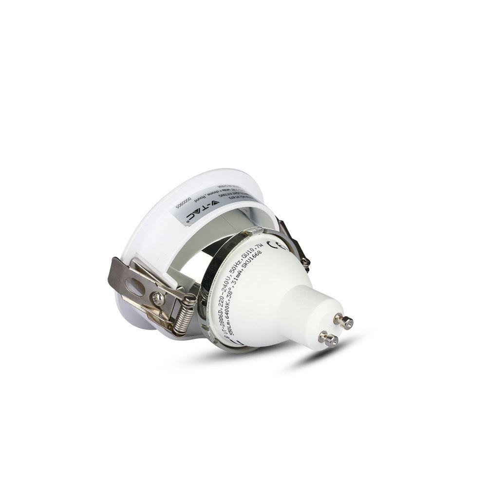 VT-873 GU10 FITTING ROUND-WHITE+CHROME