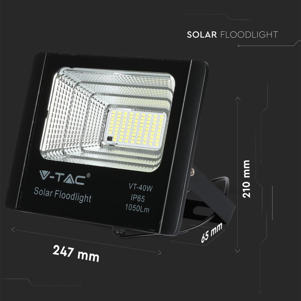 VT-40W 16W SOLAR PANEL WITH LED FLOODLIGHT 6000K