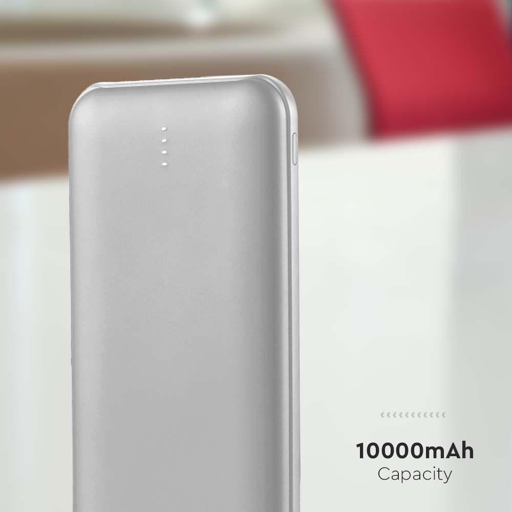 10000mah Powerbank 2A 30cm, Typ: C, Kolor: Srebrny      , VTAC, SKU 23035