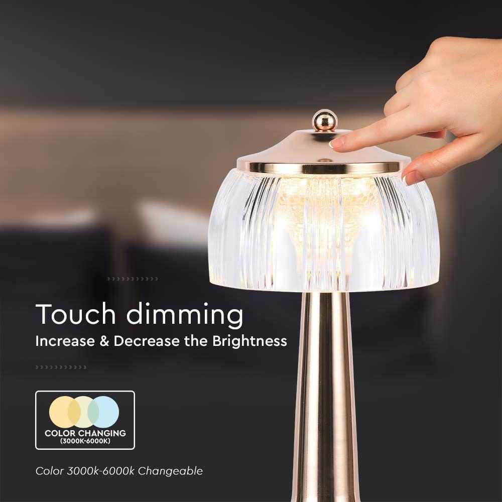 VT-1048 LED TABLE LAMP 1800mAH BATTERY 13.5x26.5CM 3IN1 FRENCH GOLD BODY