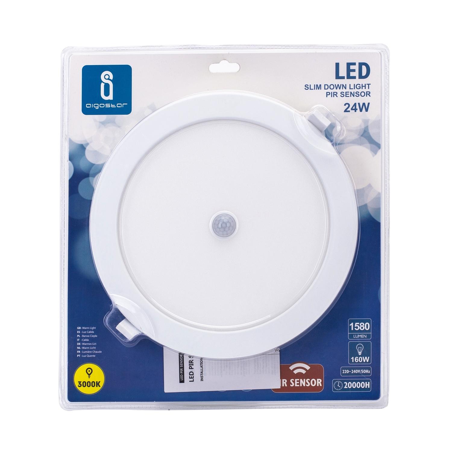 Podtynkowy okrągły downlight LED z czujnikiem 24W Żółte światło