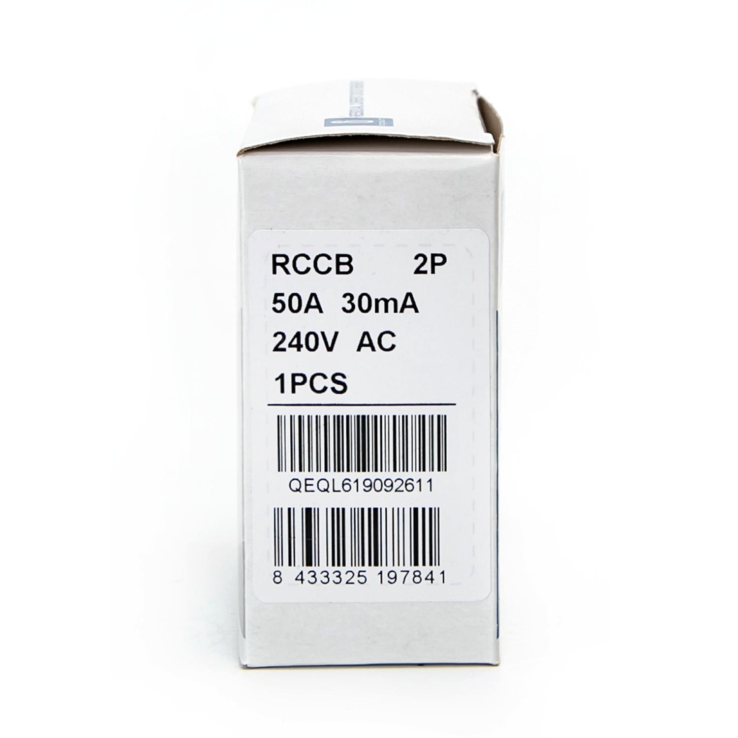 Residual Current Circuit Breaker 2P 50A 30mA AC Gray