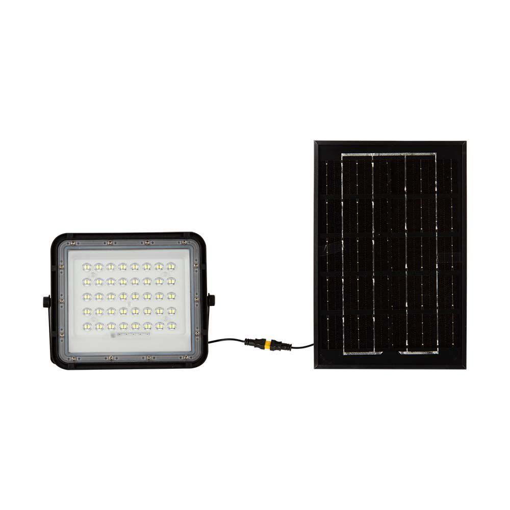 6W Solarny naświetlacz LED z czujnikiem zmierzchu, Panel z przewodem: 3m, Pilot, Bateria 5000mAh/ Barwa:6400K, Obudowa: Czarna, VTAC, SKU 7821