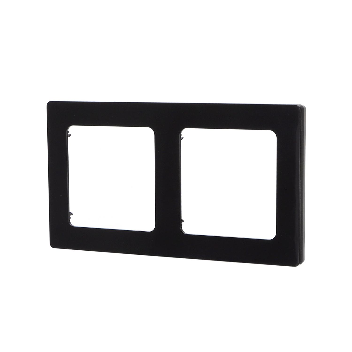 German-French Two Gang Plastic Wall Plate Black