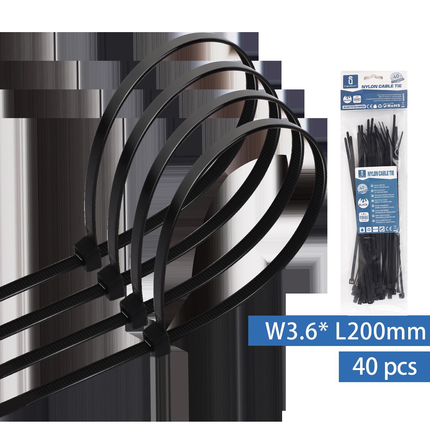 Nylon Cable Ties W3.6*L200mm Black