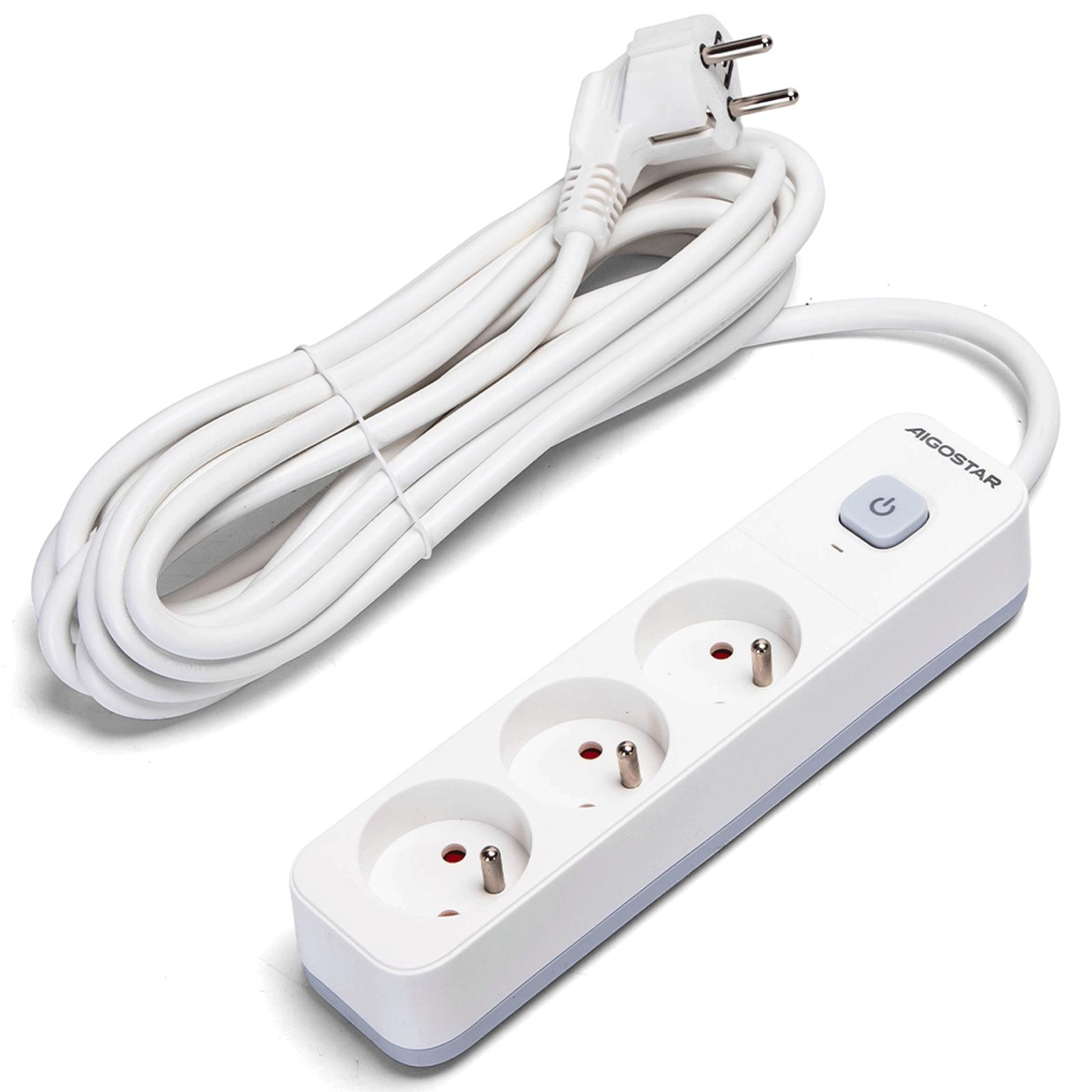 Power strips 3-way 5m H05VV-F 3G1.5m㎡ White and Gray