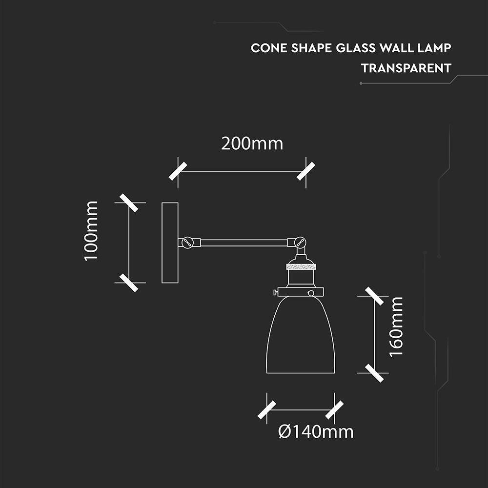 Lampa Wisząca, Klosz: Transparenty, Czarny, VTAC, SKU 3861