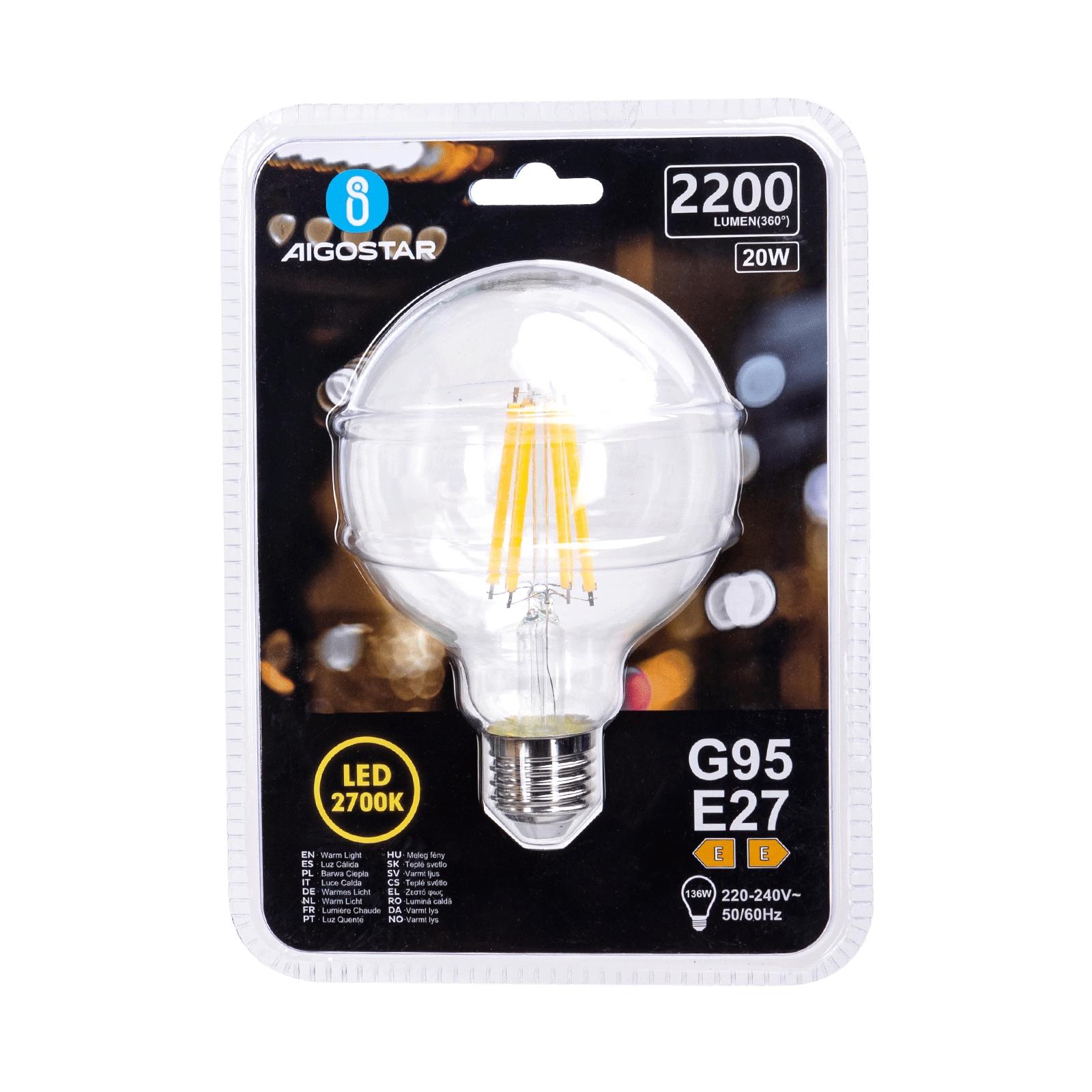 LED Filament Bulb (Clear) G95 E27 20W