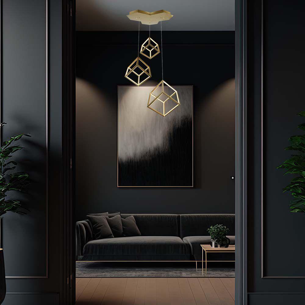 VT-7920 46W LED DECORATIVE HANGING LIGHT 56x48.5x156CM 3000K GOLD BODY