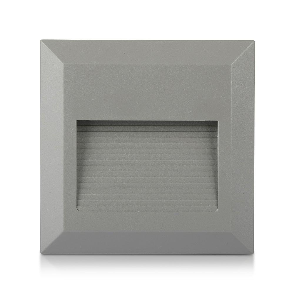 VT-1152 2W LED STEP LIGHT 3000K GREY BODY SQUARE