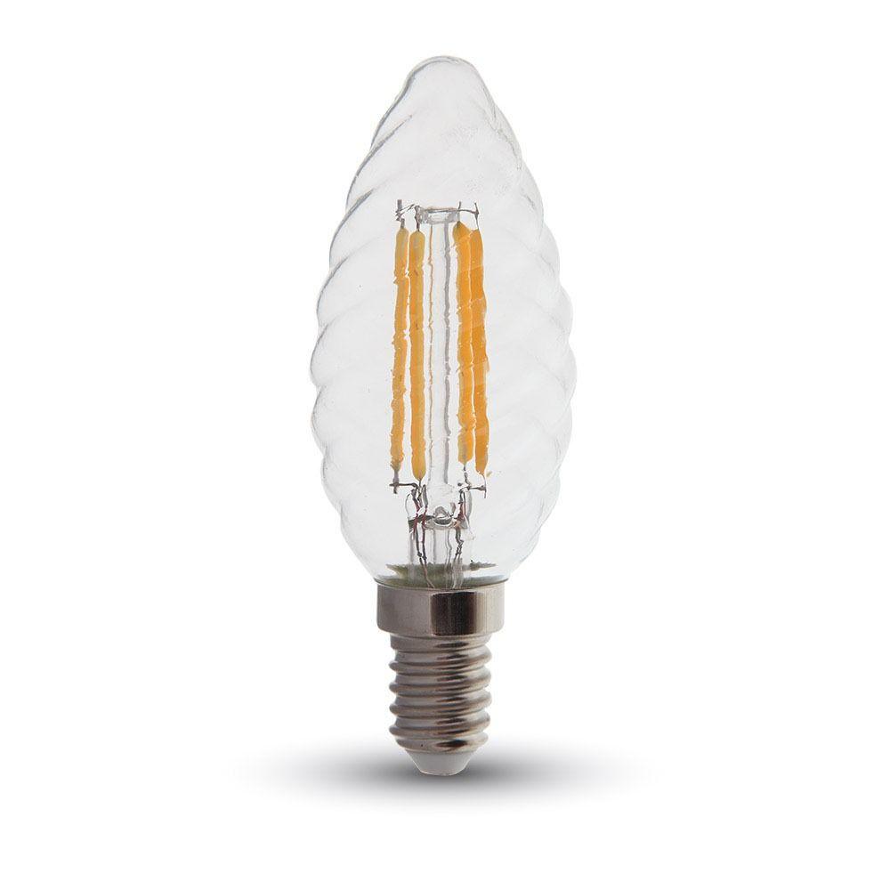 4W LED Twist C35 Żarówka LED Filament, Barwa:2700K, Ściemniana, Trzonek:E14, VTAC, SKU 4367