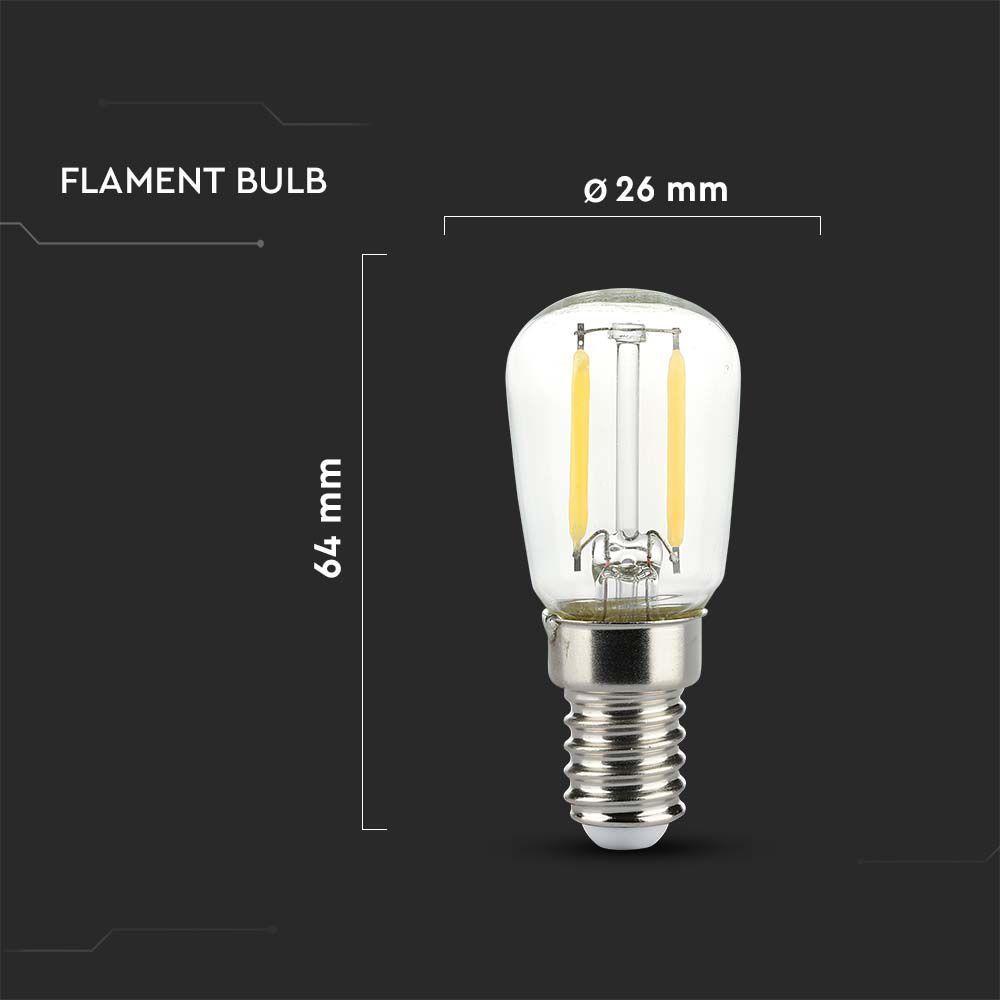 2W ST26 Żarówka LED Filament, Klosz Transparentny, Barwa:4000K, Trzonek:E14, VTAC, SKU 214445