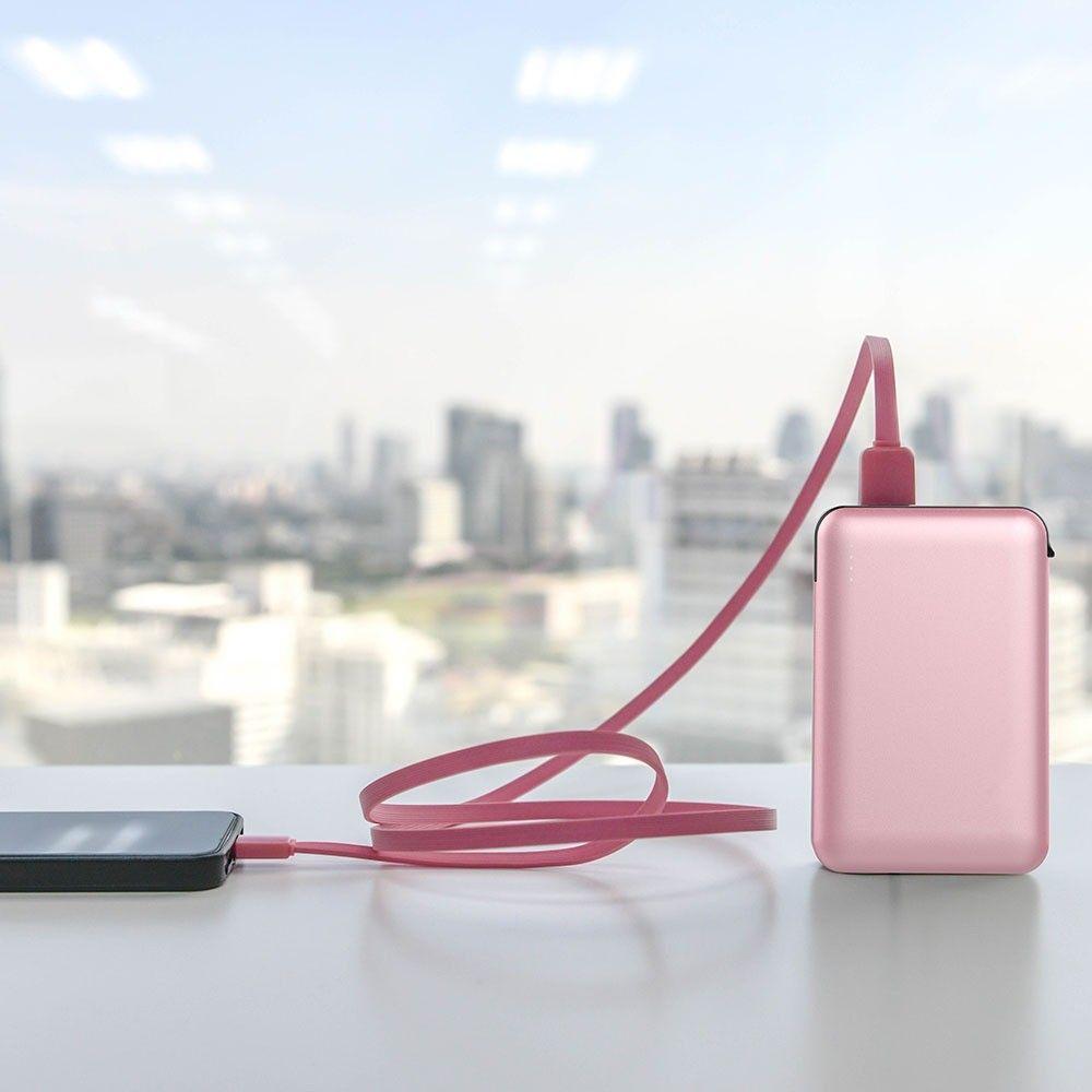 VT-3510 5000mah POWER BANK WITH LED LIGHT DISPLAY & CABLE(BLACK) -ROSE GOLD