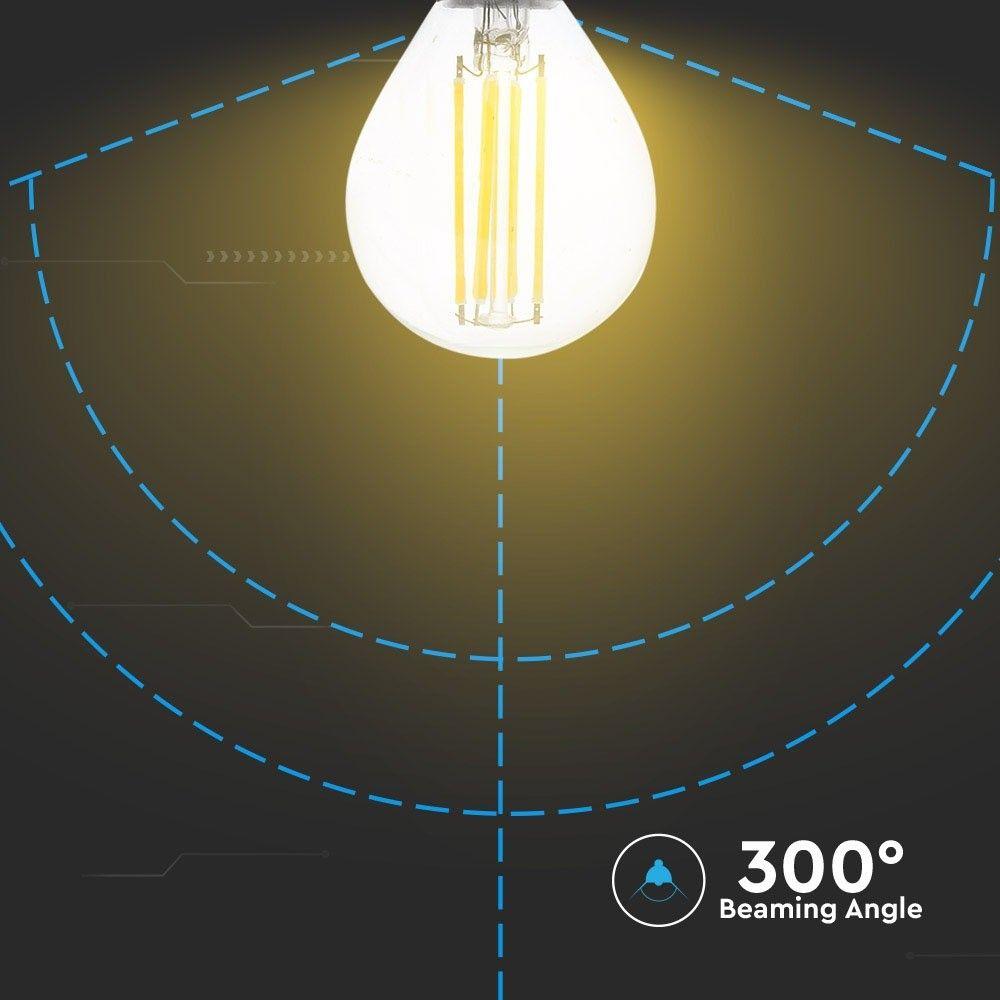 6W P45 Filament, Klosz Transparentny/ Barwa:2700K, Trzonek: E14, Skuteczność: 130lm/W, VTAC, SKU 2854