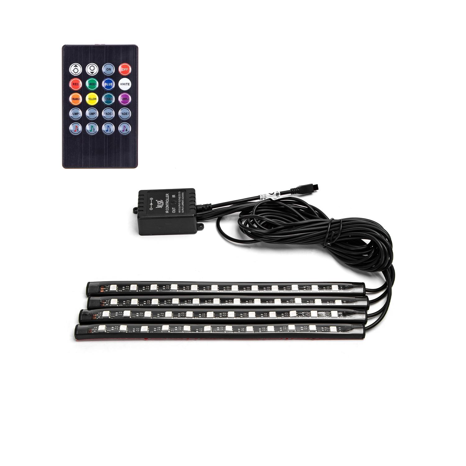 Low-voltage LED Car Strip Light 4*0.225m RGB